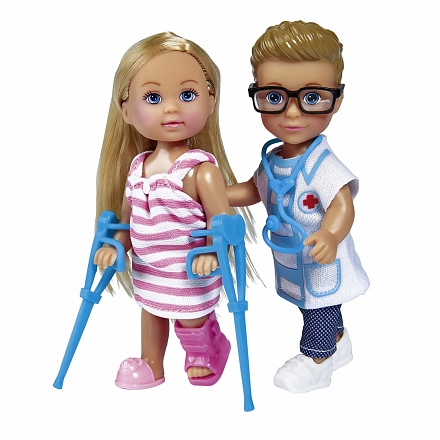 Игровой набор На приеме у доктора с куклами Еви и Тимми, 12 см. 